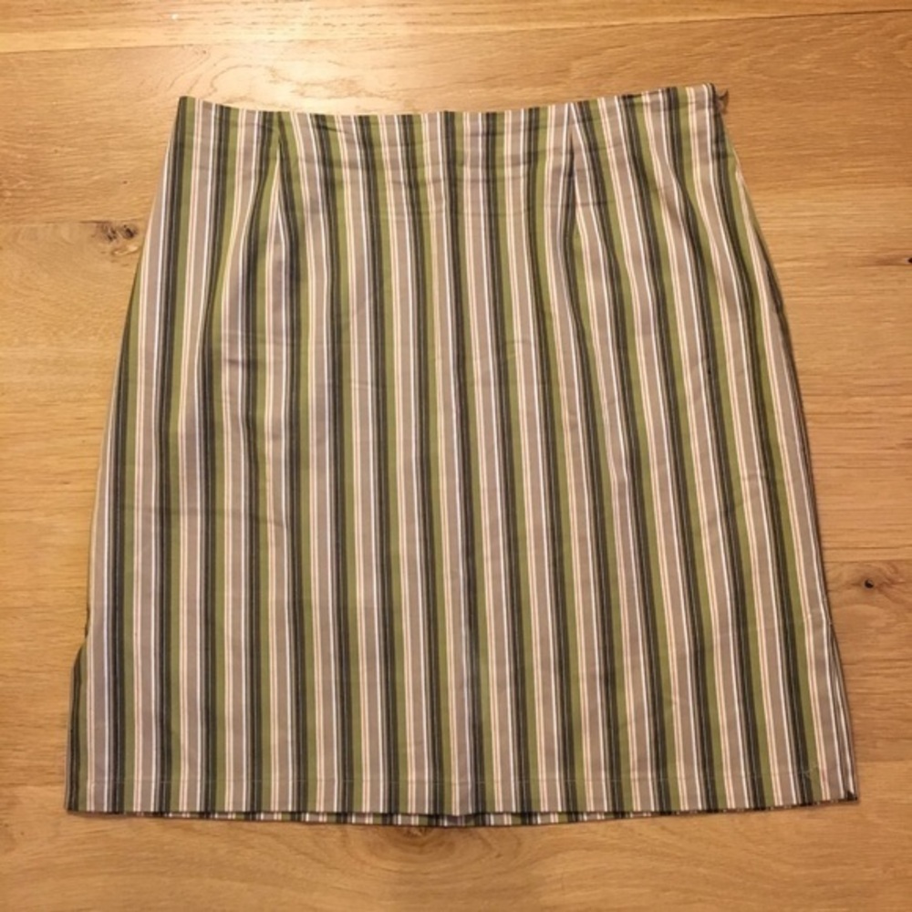 Striped Mini Skirt in Olive and Cream